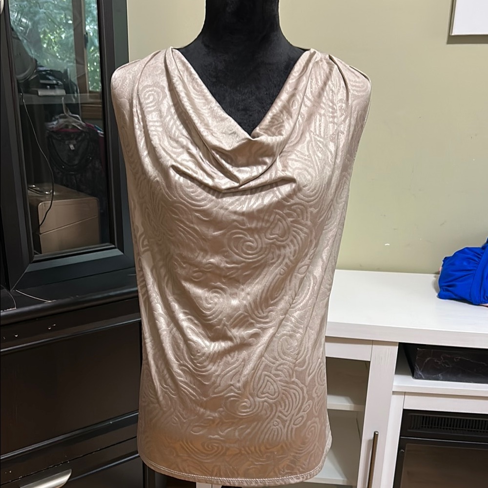 Dressbarn Shimmering Gold Cowl Neck Top